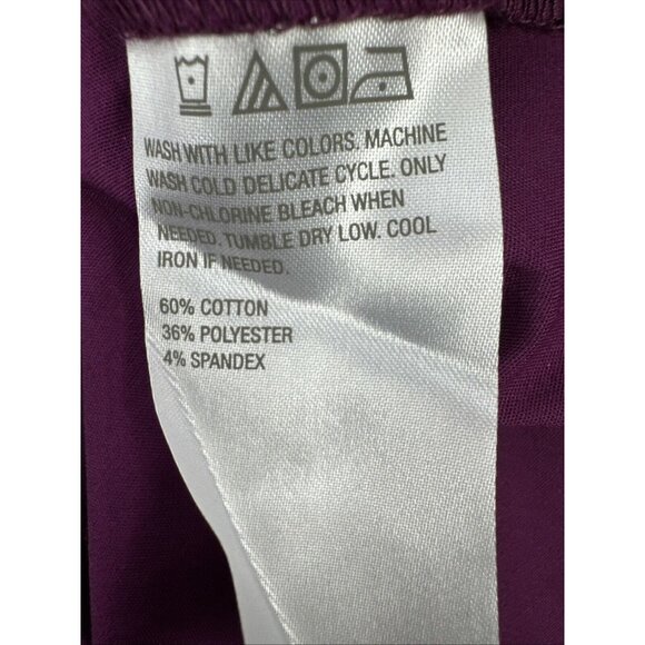 Attitudes By Renee Petite Woven Button Front Shirt Pleated Cuff‎ Size PM Purple - Picture 15 of 15